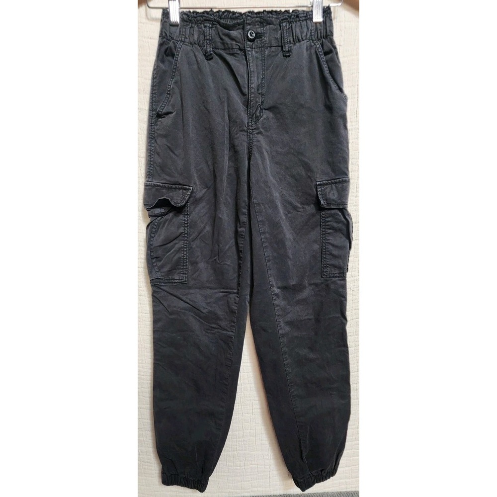 American Eagle Pants Womens Sz 0 Black Cargo Jogger Utility Grunge Pockets New‎